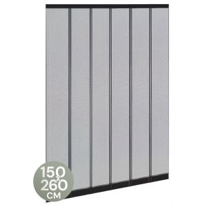 Image de O'DADDY Fly Curtain Slatted Screen - 150x260 cm - Rideau de porte - Design ajustable - Fibre de verre - Moustiquaire de porte noire