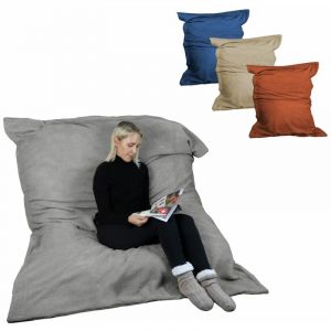 Vivezen - Pouf géant xxl, fauteuil d'intérieur déhoussable - 150 x 180 cm - Sherpa - Gris clair Gris