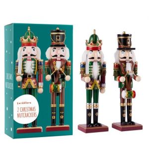 Image de THE TWIDDLERS 2 Grand Soldat Casse-Noisette de Noël en Bois avec Support, 30cm - Matériau en bois fait main de qualité supérieure