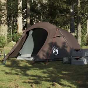 VidaXL Tente de camping tunnel 2 personnes marron imperméable