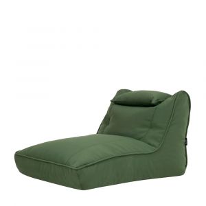 Icon Pouf chauffeuse d'extérieur en oléfine toutes saisons, pouf de jardin large et imperméable, vert kaki, Oeko-Tex