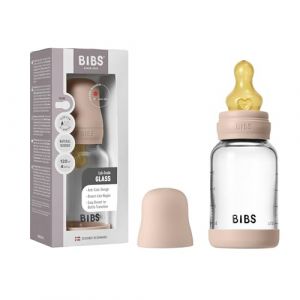 BIBS Baby Glass Bottle Round Latex biberon anti-colique Blush 120 ml