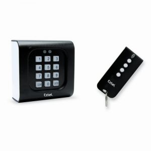 Image de Extel Pack clavier codage 9 canaux et télécommande pour motorisation - Pack composé d'un clavier électronique 9 canaux sans fil & radio WECACV 70003, alimentation par pile 9V type 6F22 non fournie et d'une télécommande 4 canaux portée 30m avec pile CR2032