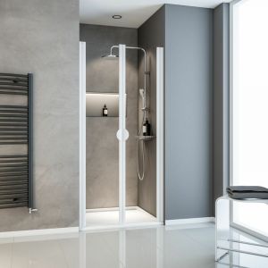 Image de Schulte-ufer Porte de douche battante, paroi en niche, verre 5 mm transparent, Sunny II, profilé blanc, 90 x 180 cm