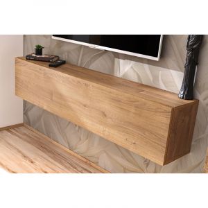 Komodee Meuble TV Suspendue Como - Chene - Miel Truffe - 140 x 30 x 23 cm