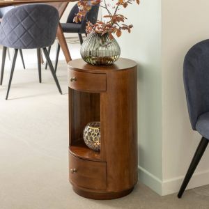 Table de chevet ronde en bois de manguier Oana