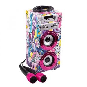 WorldBrands Enceinte Karaok&eacute; Enfant - Tendrix - 2 Microphones - Bluetooth - AUX - Radio FM - USB