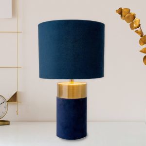 N&auml;ve BORDO Lampe de table avec abat-jour rond bleu 1xE14