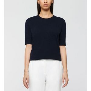 Galeries Lafayette Pull droit Difi femme cachemire manches courtes certifié Oeko-Tex standard 100 Bleu G