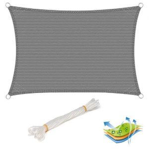 Woltu Voile d’ombrage rectangulaire en HDPE protection contre le soleil avec protection UV pour jardin terr e ou camping 3x4m Gris