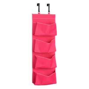 Premier Housewares 1901118 Étagère de Rangement de Porte 4 Niveaux en Polyester Rose