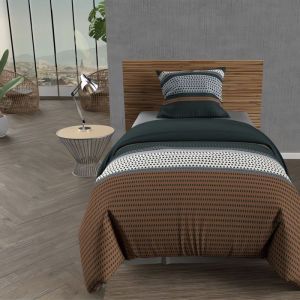Soleil d'Ocre Thales Parure Housse de Couette Coton 57 Fils, Brique, par - 140 x 200 cm - Brique