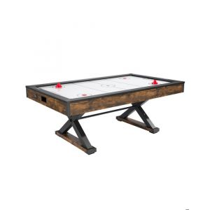 VEVOR Table de Hockey sur air, 214 cm, Ensemble Jeu de Table de Hockey à air intérieur avec 2 poussoirs, 2 palets, marqueur électronique, Pieds en Forme X et souffleur Haute Puissance, pour Famille