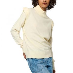 Kaporal Pull pour Femme, Coupe Regular, Manches Longues, Col chemin&eacute;e, Mod&egrave;le Mara, Couleur Mastic, Taille L