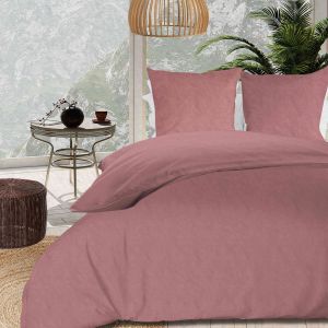 Soleil d'Ocre Parure de lit unie Boh&egrave;me rose 260x240 cm
