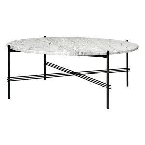 Gubi Table basse ronde structure noire TS Ø 105 x 40 cm (Blanc Carrara - Marbre et métal)