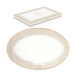 Easy life Coffret plat oval en porcelaine festive blanc/gold