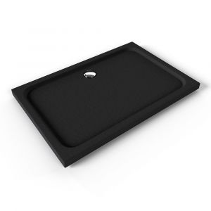 SHIMMER STONE Receveur de douche 80 x 120 cm acrylique Noir effet pierre + bonde et siphon inclus - Salle de bain