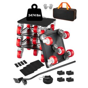 VEVOR Chariot de Déménagement 4PCS Déplace Meubles Lourds Capacité Charge 1575 kg 5 Roues Rotatives 360° Plateau Roulant Manutention Déménageur Acier Carbone pour Meuble Réfrigérateur Canapé Armoire