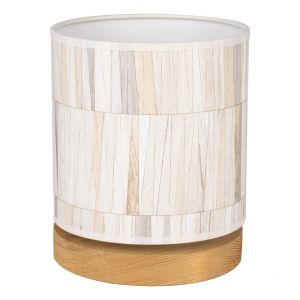 Lampe de Table Kairo Pin Teinté Brun Câble PVC Noir Abat-jour Papier peint Multicolore