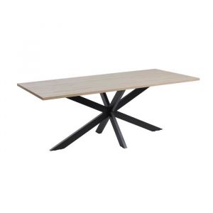 Table 10 personnes pour salle à manger collection LOFT coloris chêne clair. Pieds en métal.