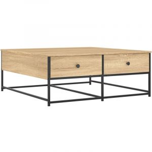 VidaXL Table Basse, Table d'Appoint avec 2 Tiroirs, Bout de Canap&eacute; avec Rangement Salle de S&eacute;jour, Moderne, Ch&ecirc;ne Sonoma Bois d'Ing&eacute;nierie