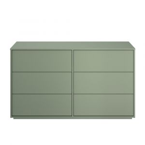 GAMI Commode 6 tiroirs effet bois couleur vert arcilla