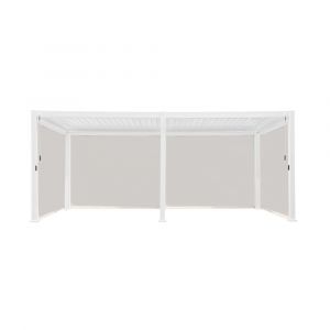 Sweeek | Pergola bioclimatique en aluminium lames orientables 3x6m + 4 stores 3m TRIOMPHE blanc