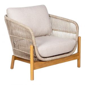 LORIENA - Fauteuil de Jardin en Acacia et Corde Beige avec Coussins - HOUSE_NORDIC