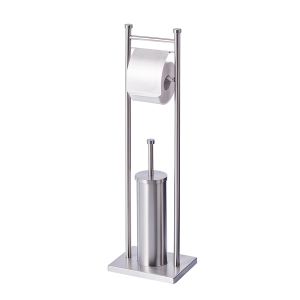 Image de Zeller 18414 - Porte rouleau de papier toilette et brosse WC en inox