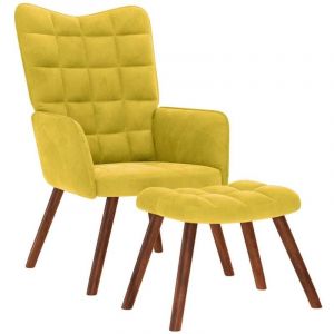 VidaXL Chaise de relaxation avec tabouret jaune velours