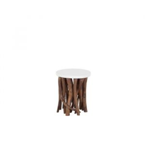 Beliani Table basse en bois avec plateau blanc HOUMA