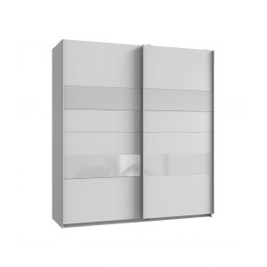 Image de Calicosy Armoire 2 portes coulissantes avec insert - L180 cm - 180 cm X 65 cm X 200 cm Blanc