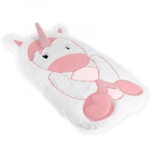 STC Sud Trading - Bouillotte licorne en fourrure rose et blanche pour enfant