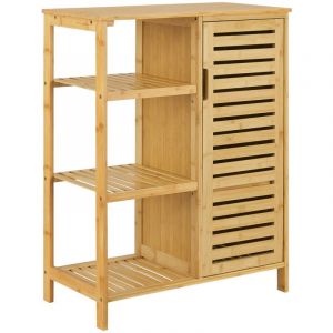 Helloshop26 - Meuble de rangement avec &eacute;tag&egrave;re 87 x 66 x 33 cm pour salle de bain bambou