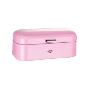 Wesco Grandy Boîte à pain rose, tôle d'acier revêtue par pulvérisation, trous d'aération et poignée stable, 41 x 25,5 x 16,5 cm