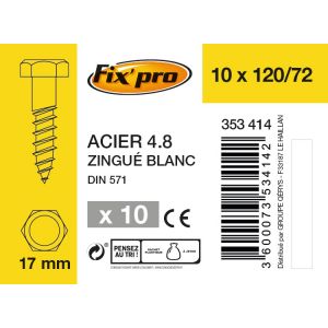 Image de Fix'Pro Tirefond acier 4.8 10x120 /10