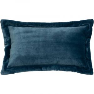 Atmosphera Coussin décoratif flanelle Bleu Egéen effet fourrure 38 x 58 cm