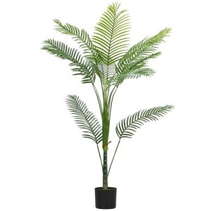Homcom Plante Artificielle int&eacute;rieure 150 cm, Palmier Areca Arbre Artificiel avec Pot en Plastique et Flocage, Feuilles en PE, Fausse Plante Vert d&eacute;coration pour Bureau, Salon, Chambre