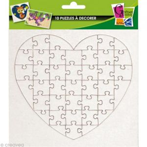 Image de Graine Créative Puzzle en carton blanc à décorer Coeur 40 pièces x 10