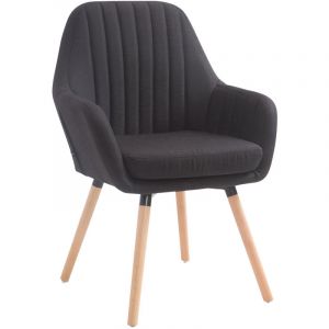 CLP Chaise de Salle à manger Florian en tissu avec Piètement en bois de hêtre ou de chêne noir Nature