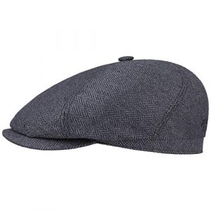 Stetson Casquette en Soie Milner Homme - Made in The EU Gavroche D'Ete avec Visiere, Doublure Printemps-ete - 59 cm Gris-Noir