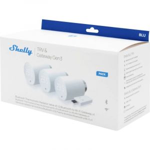 Shelly 3x Blu trv & Blu Gateway Gen3 Passerelle, Thermostat de radiateur Bluetooth Low Energy, Wi-Fi