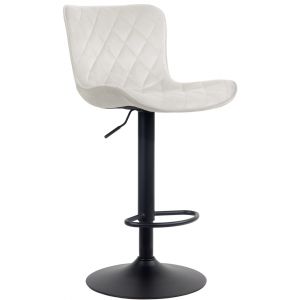 CLP Tabouret de bar ajustable pivotant velours Crème