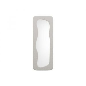 Vente-unique - Miroir organique en tissu bouclette - l. 60 x h. 160 cm - Ivoire - haimei