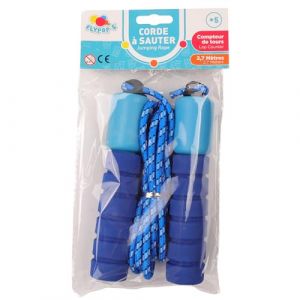 FLYPOP'S - Corde &Agrave; Sauter Avec Compteur - Jeu de R&eacute;cr&eacute;ation - 011089Y - Bleu - Corde - Jeu d'Adresse - Jouet Enfant - 26 cm x 14 cm - &Agrave; Partir de 3 ans