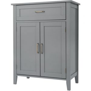Teamson Home Mercer Meubles de Salle de Bain en Bois Meubles de Rangement au Sol Tiroir et étagères réglables Gris EHF-F0018