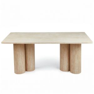 Table rectangulaire pieds colonnes design Historic Effet Travertin Beige