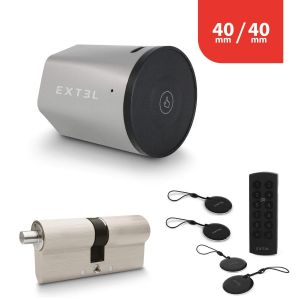 Extel Kit Serrure Connectée Lock avec cylindre 40 sur 40 mm et clavier sans fil et 2 badges supplémentaires