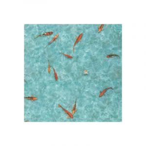 Décoweb Sol Vinyle Textile - Relief 3D - Imprimé poisson Koï japonais - Rouleau de 1m x 5m